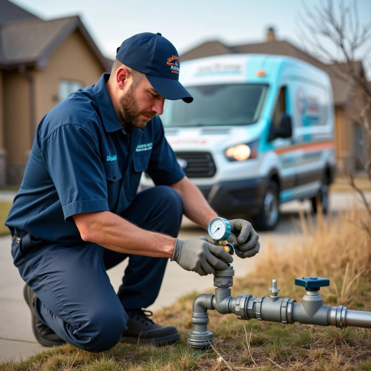 Certified plumber testing a backflow prevention assembly in Parker Colorado
