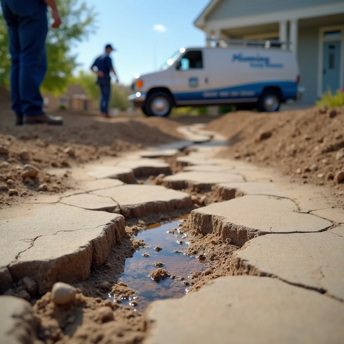 Cracked concrete slab foundation over expansive clay soil in a Front Range Colorado home