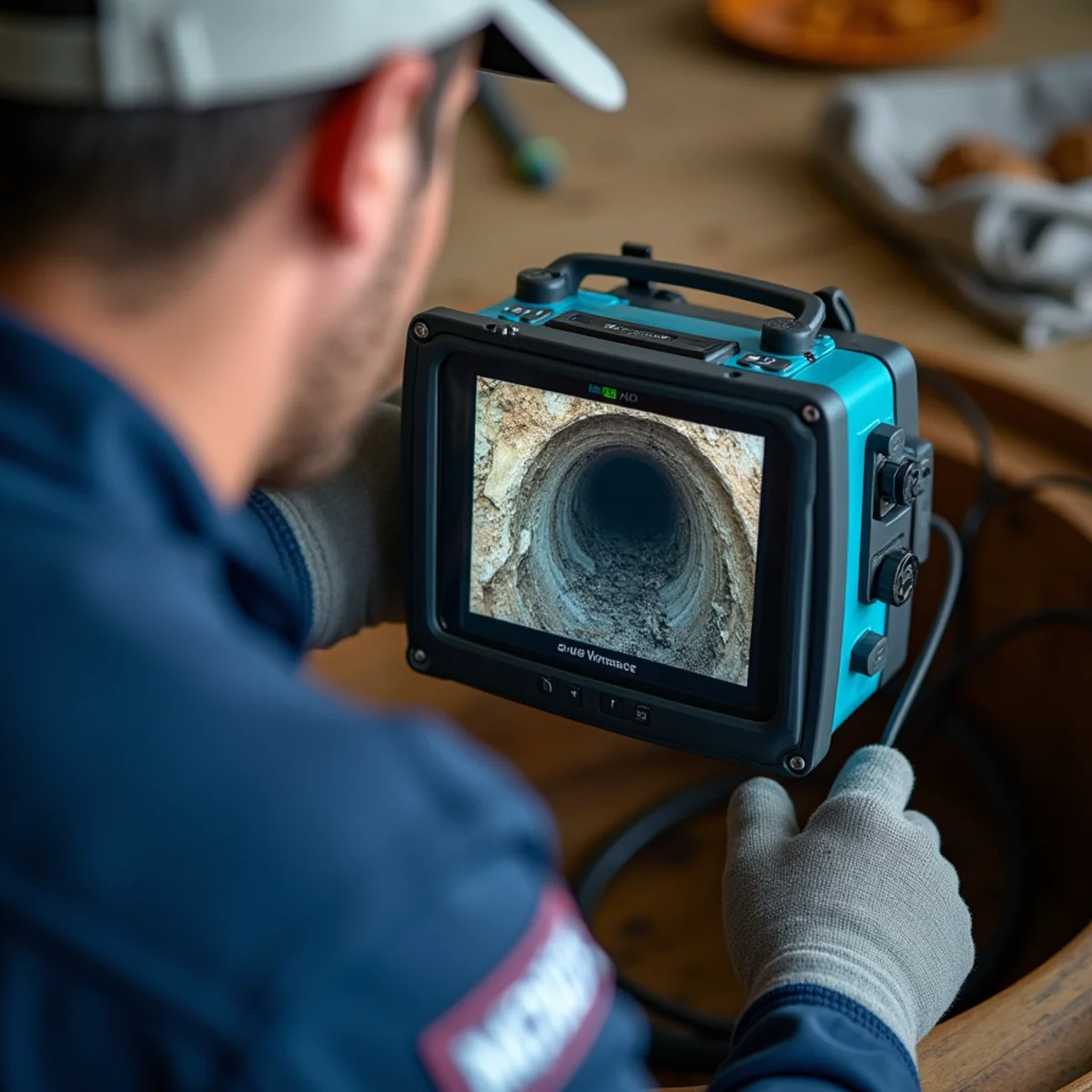 Plumber running a sewer camera inspection at a Parker, CO home